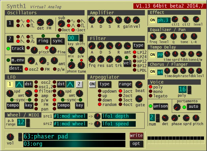 Synth1 interface